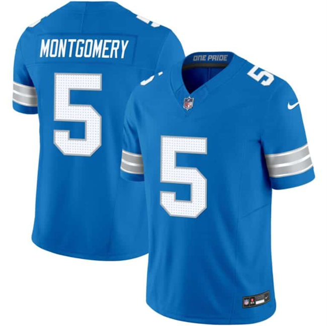 Men's Blue Detroit Lions #5 David Montgomery 2024 F.U.S.E. Vapor Limited Stitched Jersey